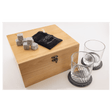Red Alder Whiskey Set with Two 9 oz. Glasses, Two 4" Slate Coasters, and Eight Granite Whiskey Stones with Black Velvet Bag